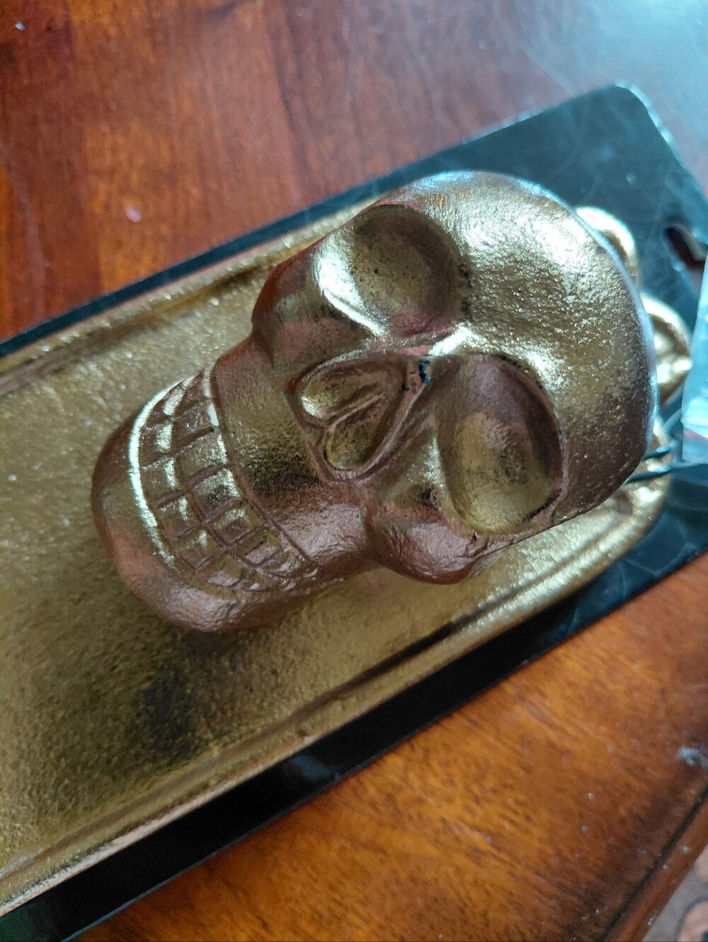 New Gold Brass Skull Wall Hook Halloween - Picture 3 of 6